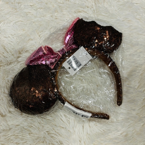 Disney Parks Chocolate Mickey Mouse Ice Cream Bar Bow Sequin Ears Headband NWT - Picture 6 of 11